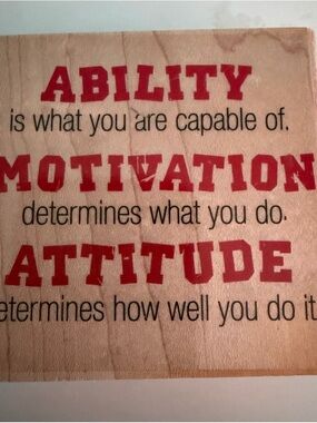 Stampabilities Wood Rubber Stamp – Ability, Motivation, Attitude 11083